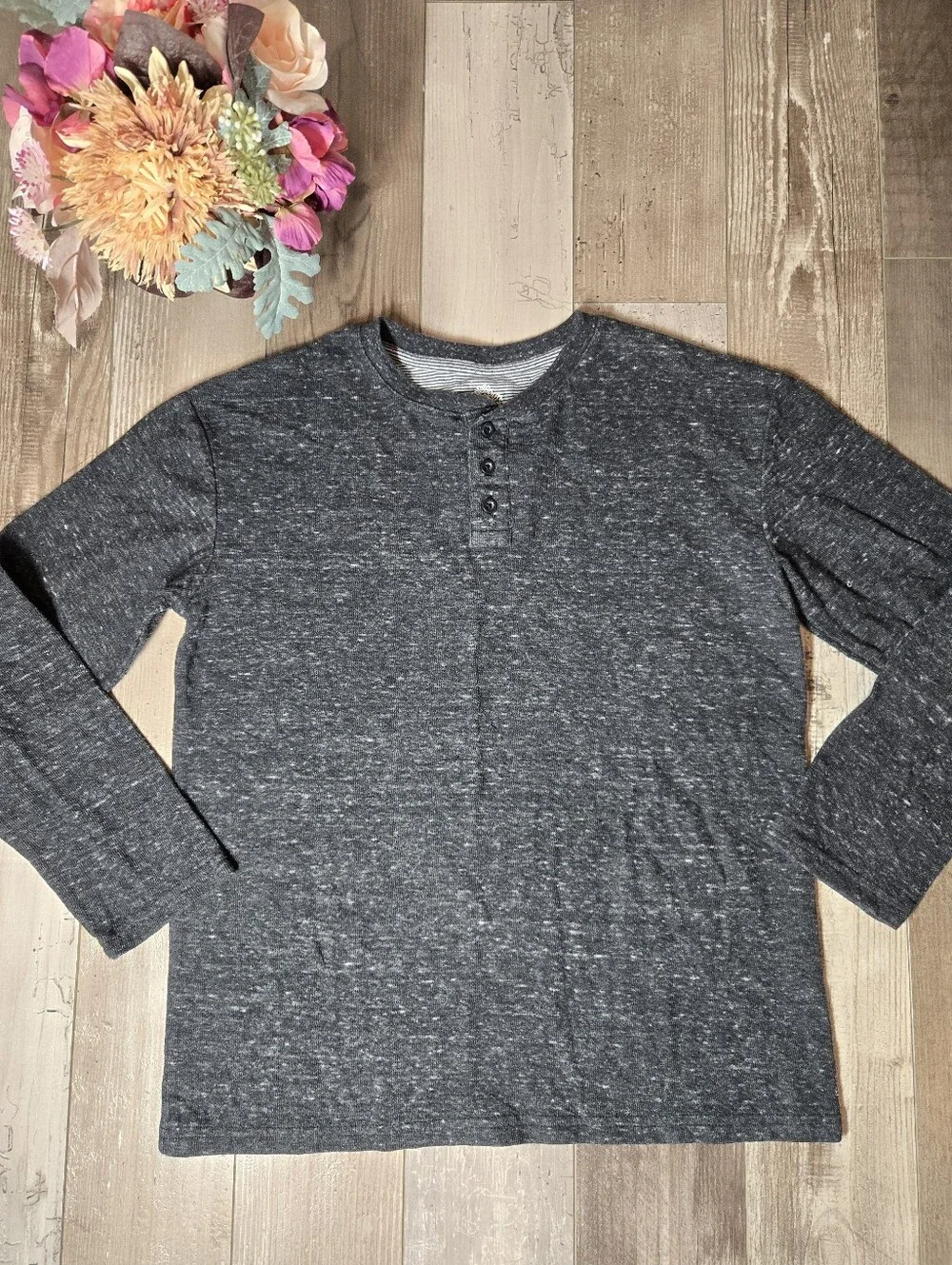 Thereabouts Boys Charcoal Henley Long Sleeve Shirt Size Large 14/16 Husky
